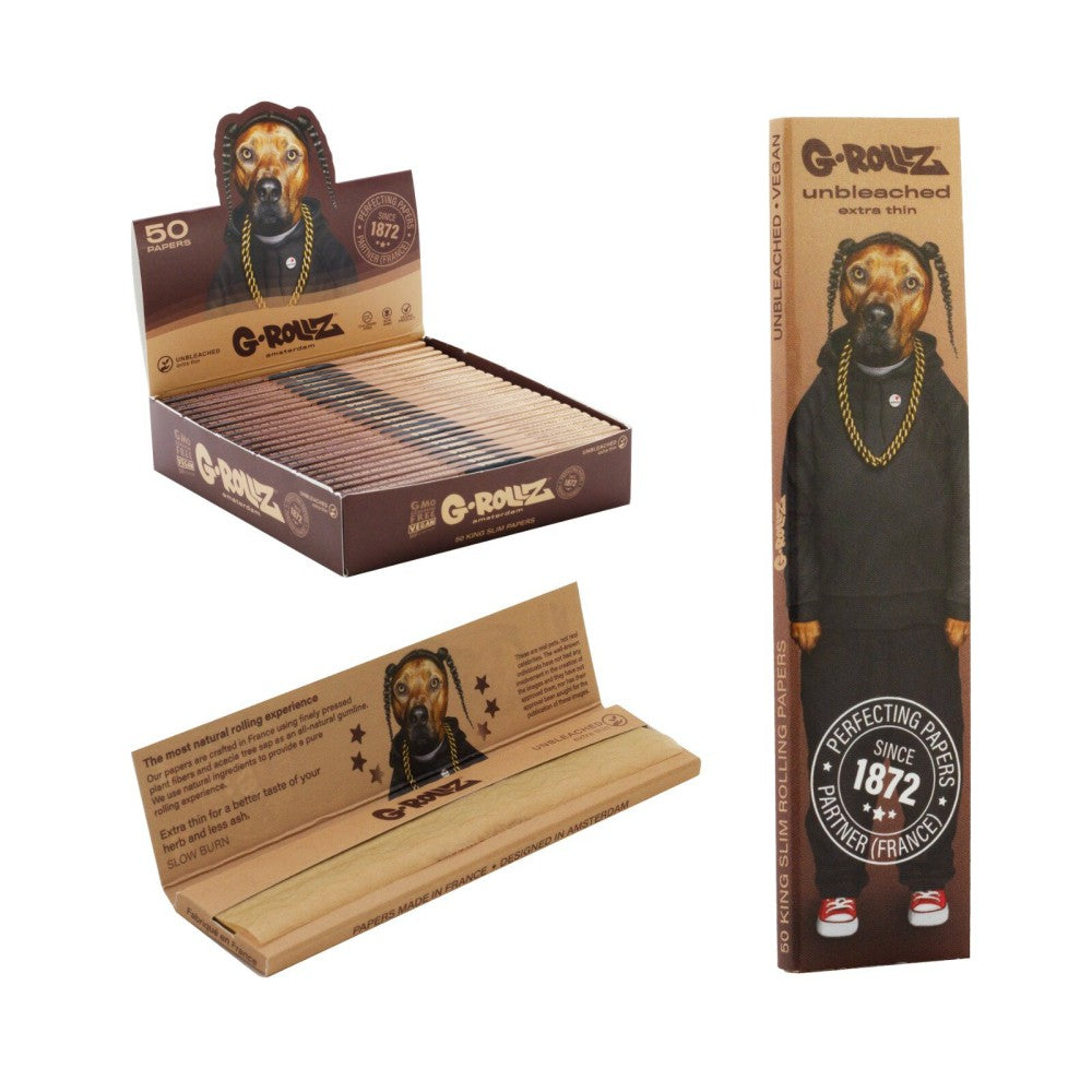 G-Rollz - Pets Rock Rap - Unbleached 50 KS Slim Papers